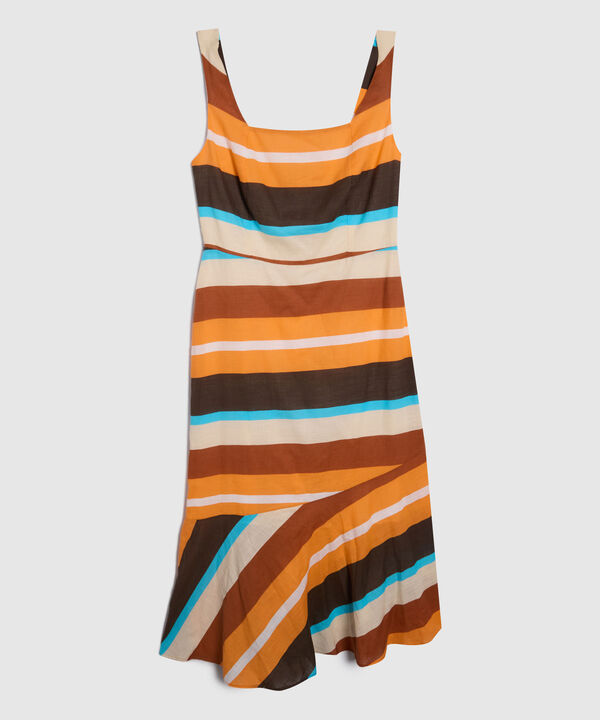 Vestido Estampado Con Escote Cuadrado
