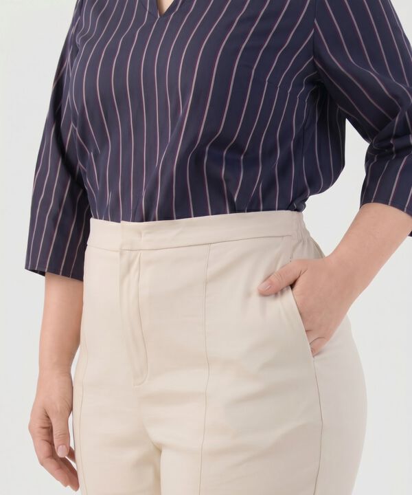 Pantal&oacute;n Recto Unicolor Para Mujer Curvy