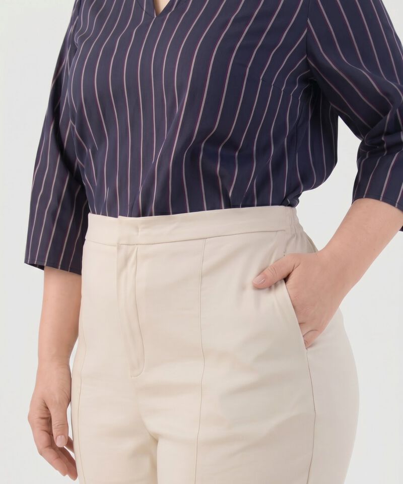 Pantal&oacute;n Recto Unicolor Para Mujer Curvy