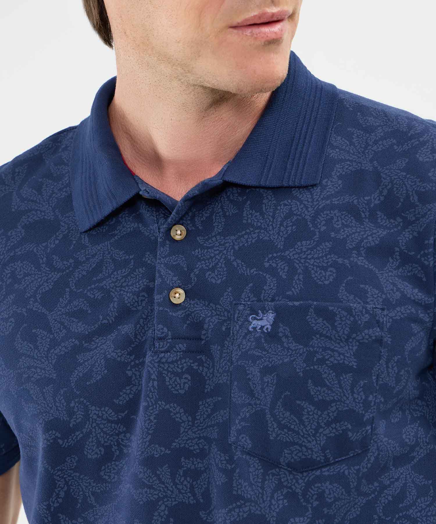 Polo Estampada, Cuello Y Puños Tejidos