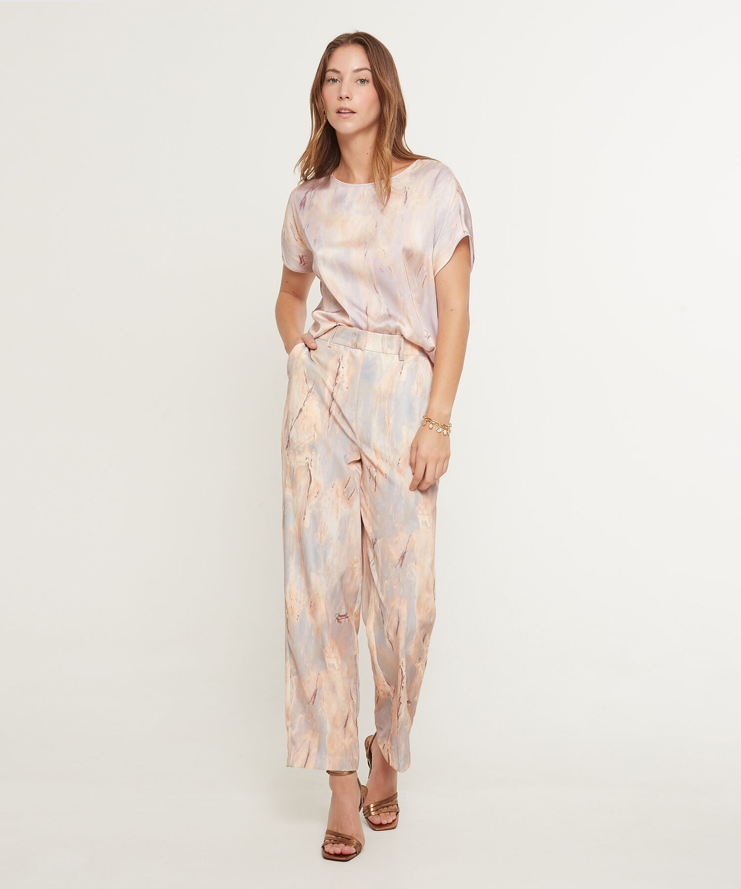 Blusa Manga Corta Rodada Escote Redondo, Estampada