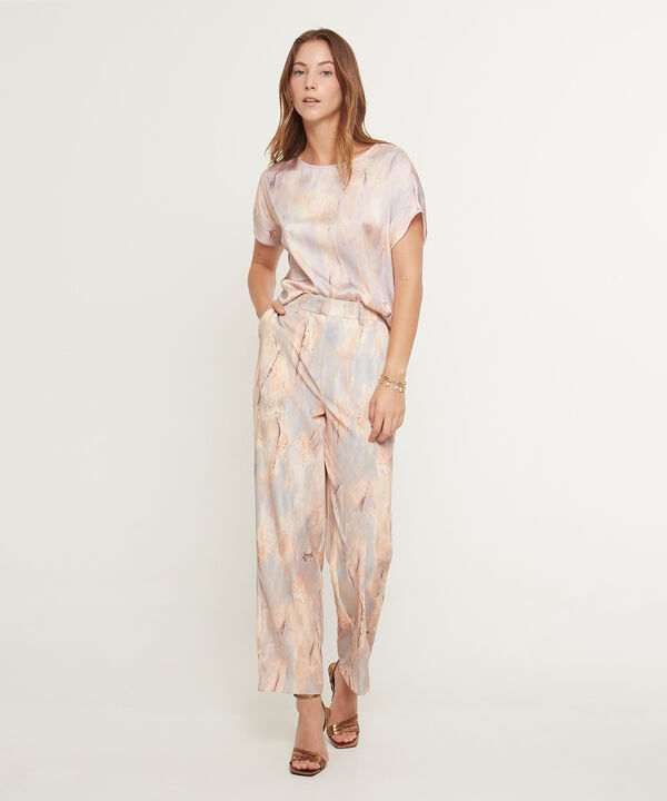 Blusa Manga Corta Rodada Escote Redondo, Estampada