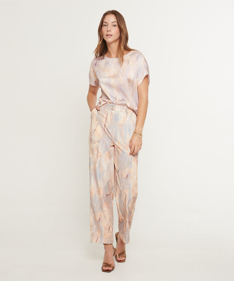 Blusa Manga Corta Rodada Escote Redondo, Estampada