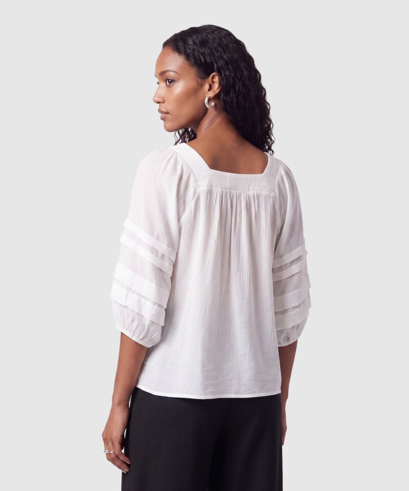 Blusa Cuello Cuadrado Manga Acampanada Mujer