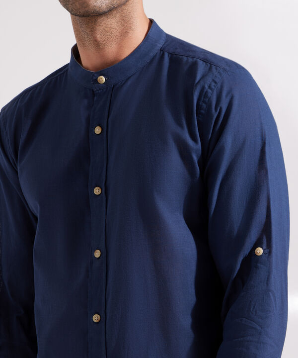 Camisa Manga Larga con Cuello Mao