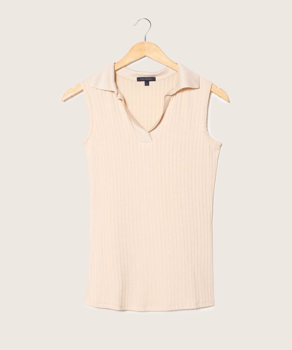 Camiseta Unicolor Manga Sisa, Cuello Tejido Sport Con Cuello En V