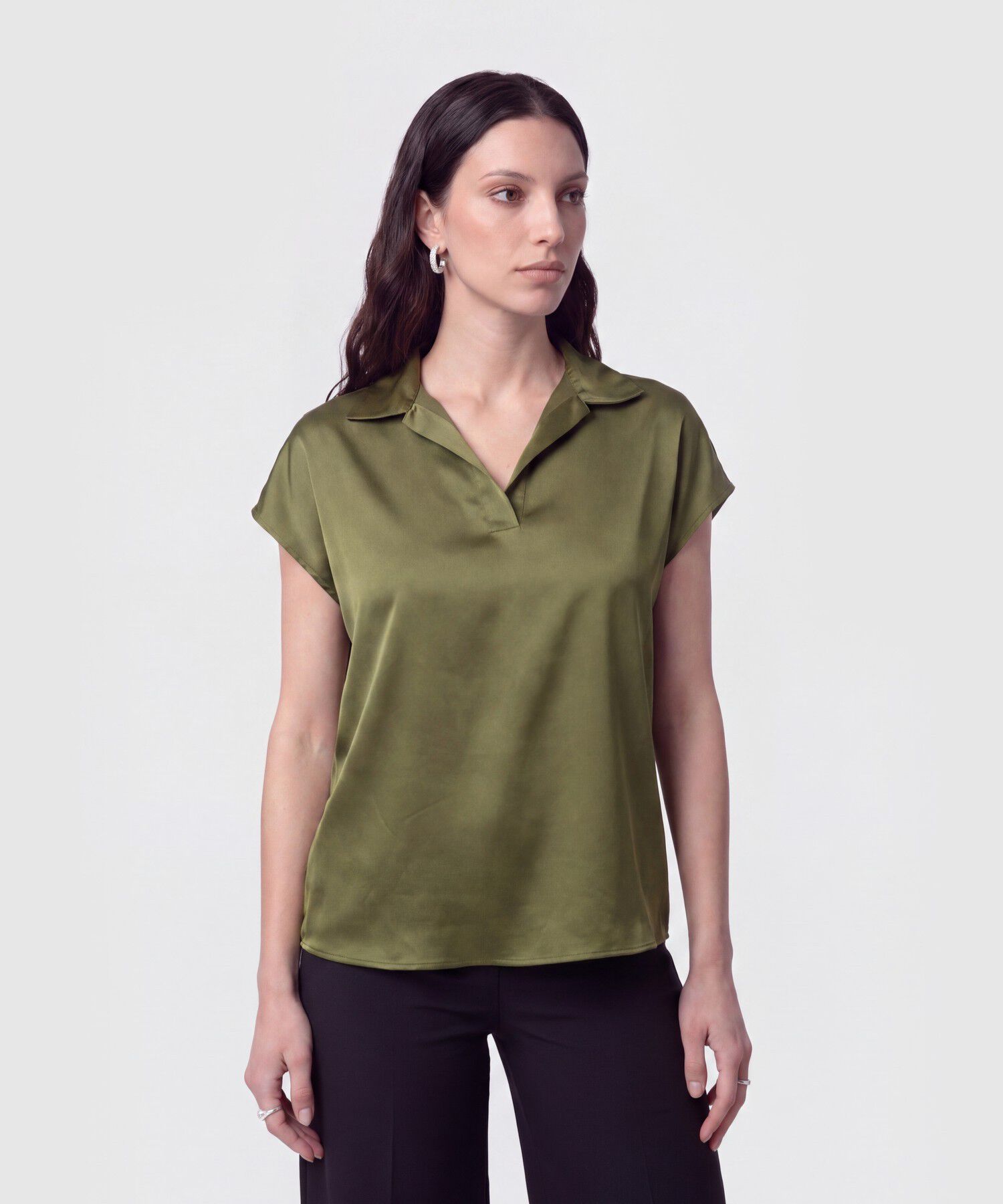 Blusa Camisera Sin Botones Para Mujer