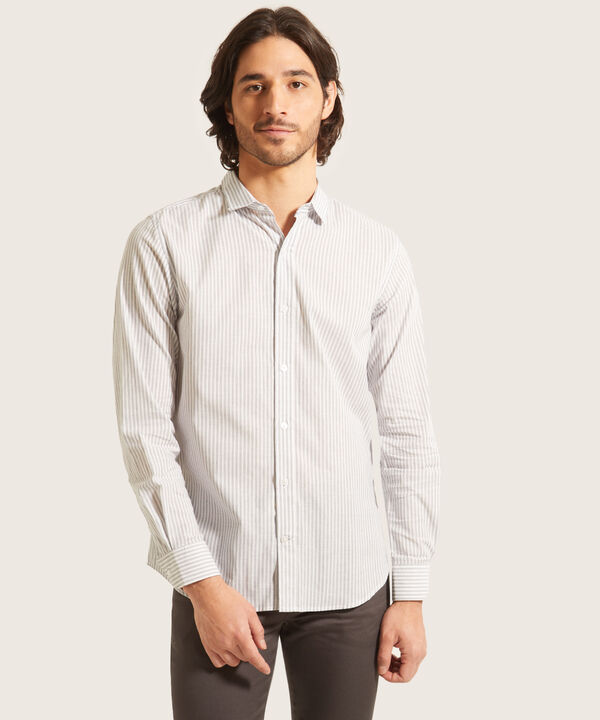 Camisa Manga Larga Preteñida Rayas, Slim