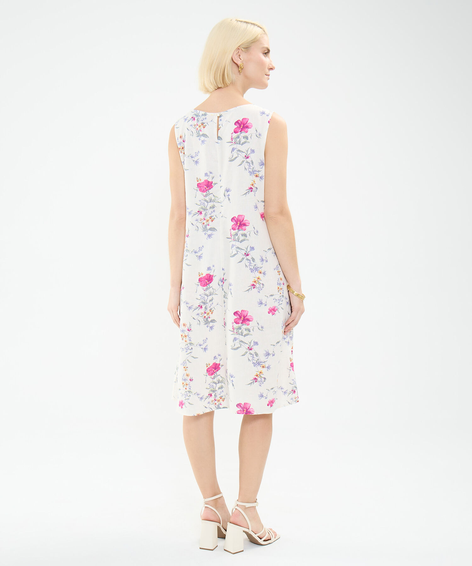 Vestido Estampado en Efecto Lino