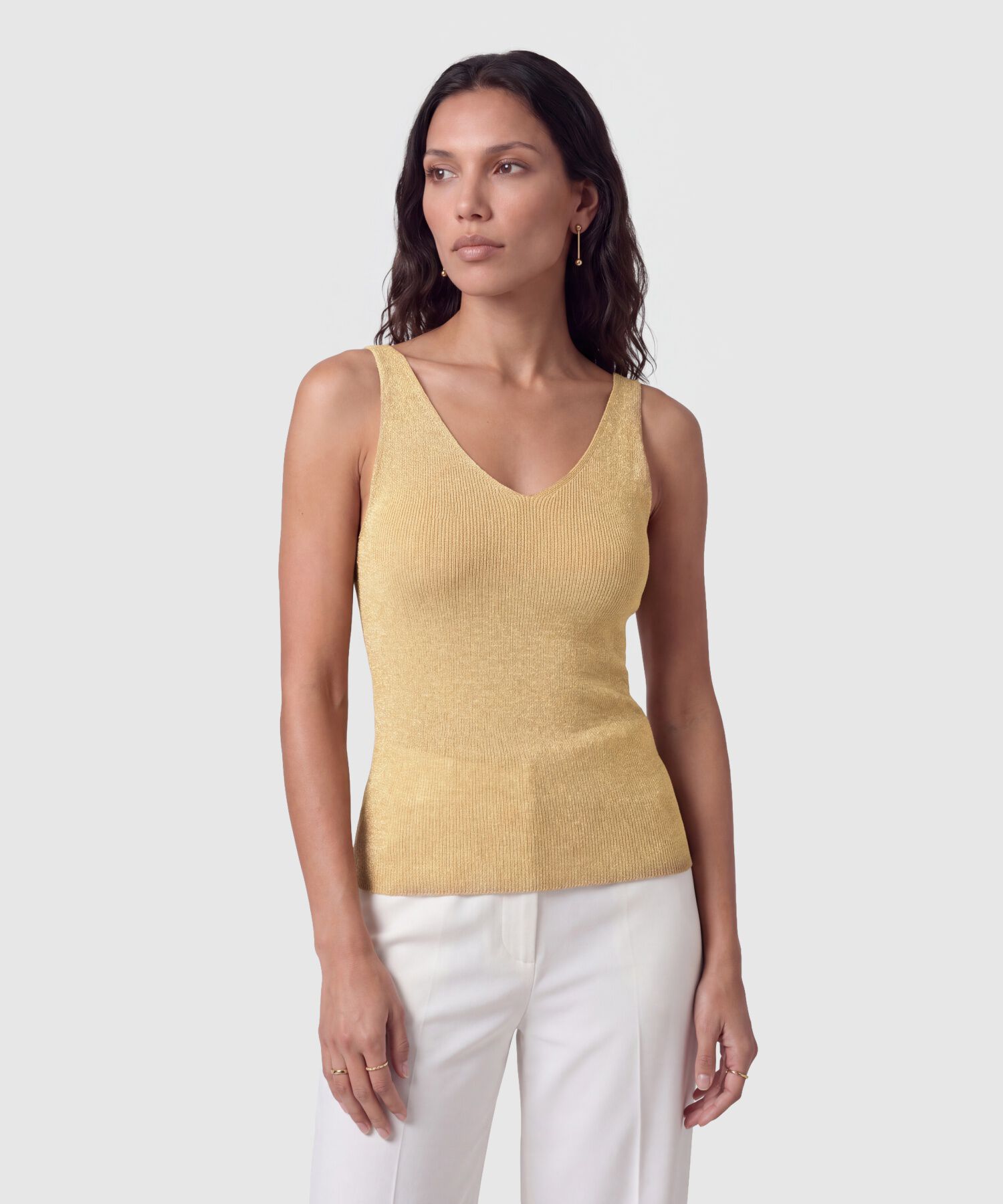 Camiseta Sin Mangas Cuello V Para Mujer