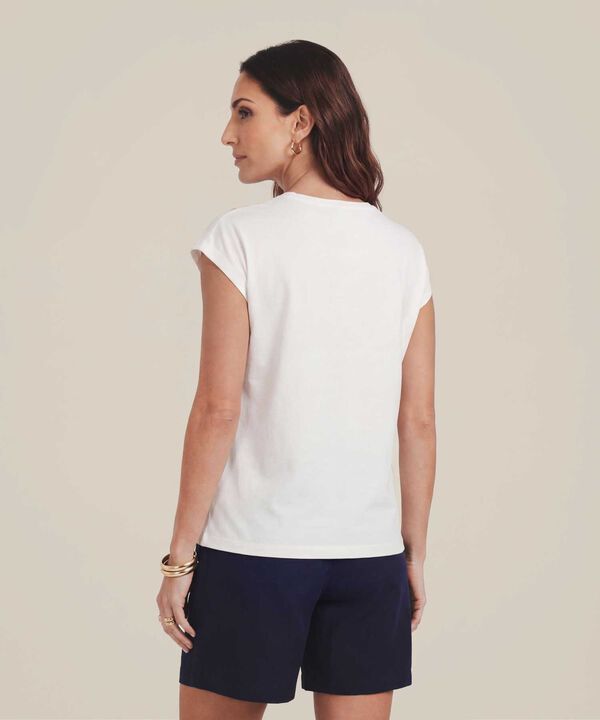 Camiseta con Bordado en Escote para Mujer