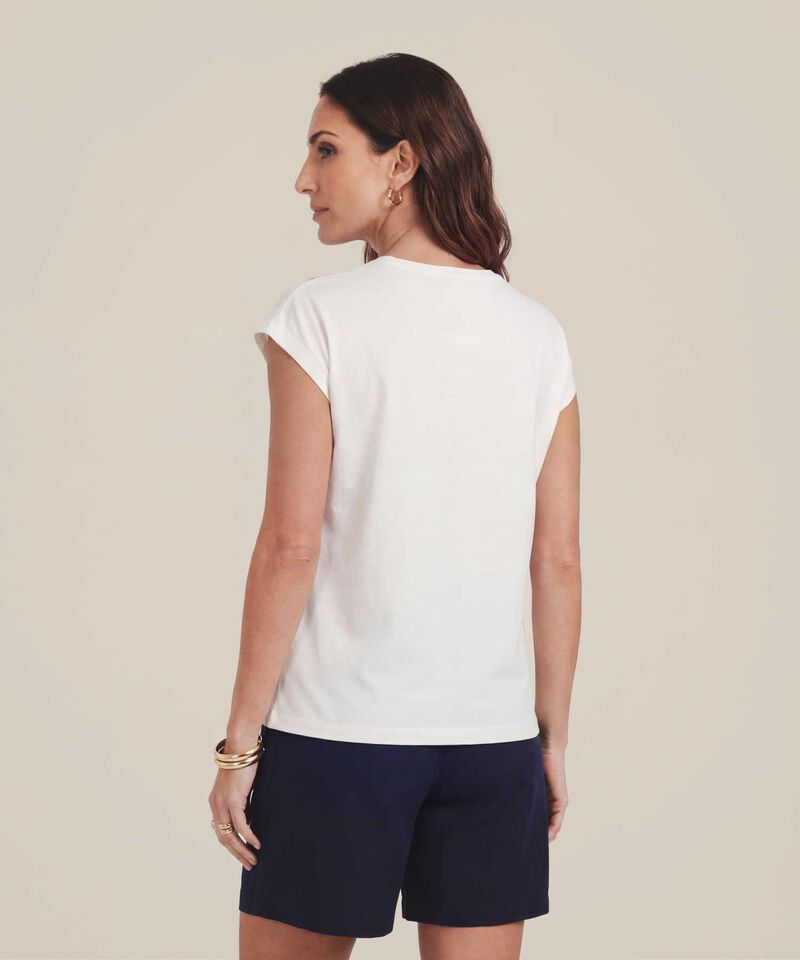 Camiseta con Bordado en Escote para Mujer