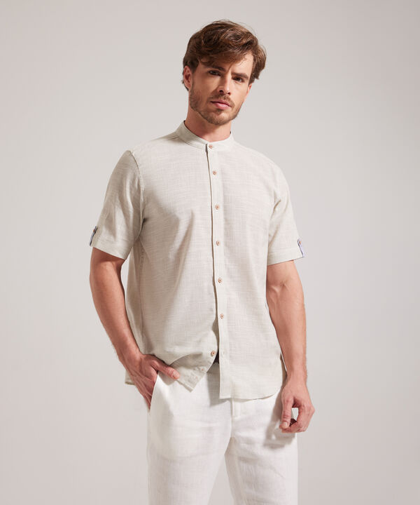 Camisa Manga Corta Cuello Neru Unicolor , Regular Fit
