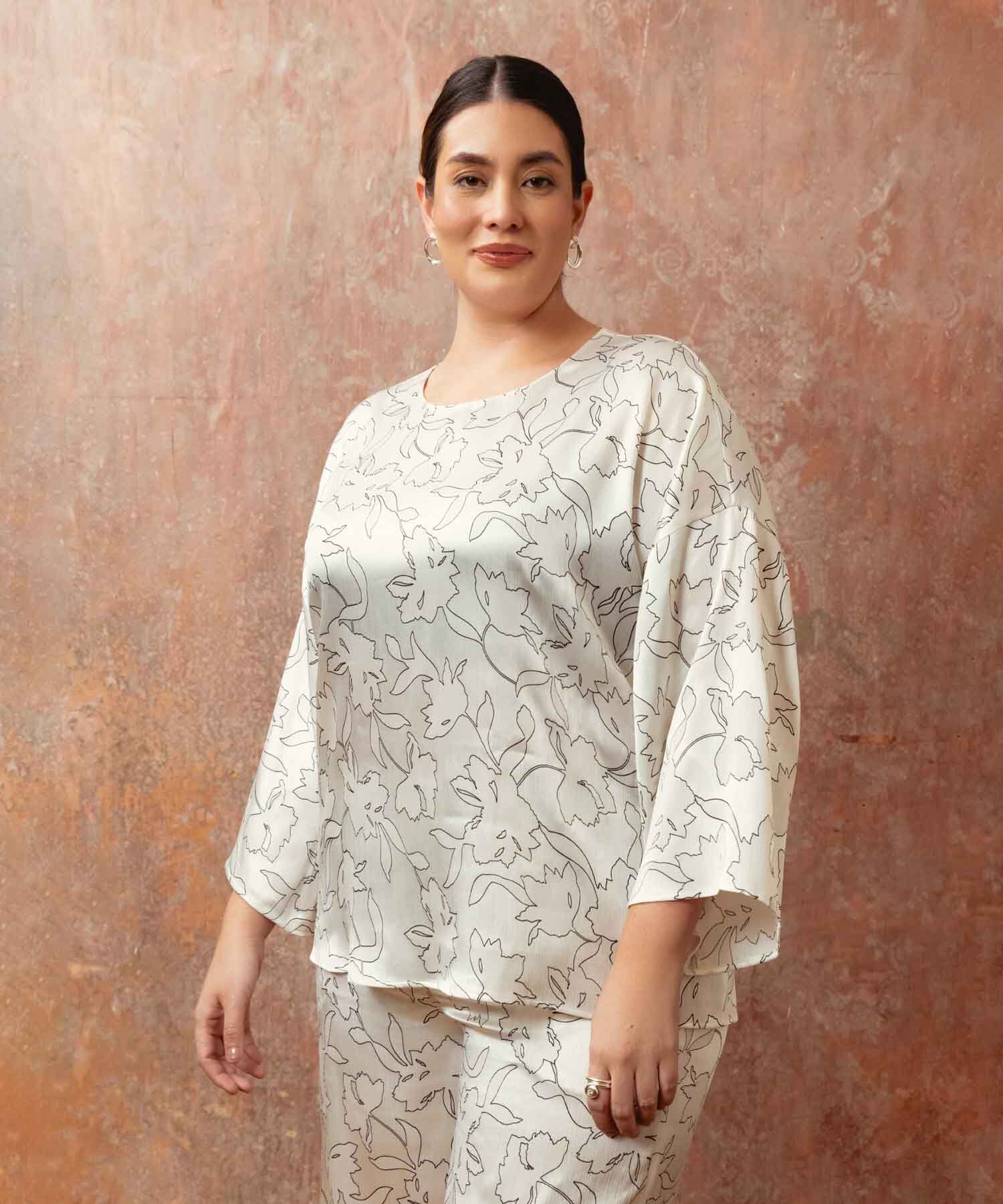 Blusa Estampada Manga 3/4 