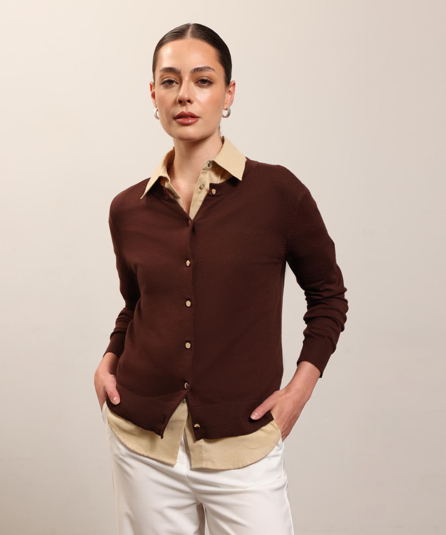 Saco Tipo Cardigan Unicolor 