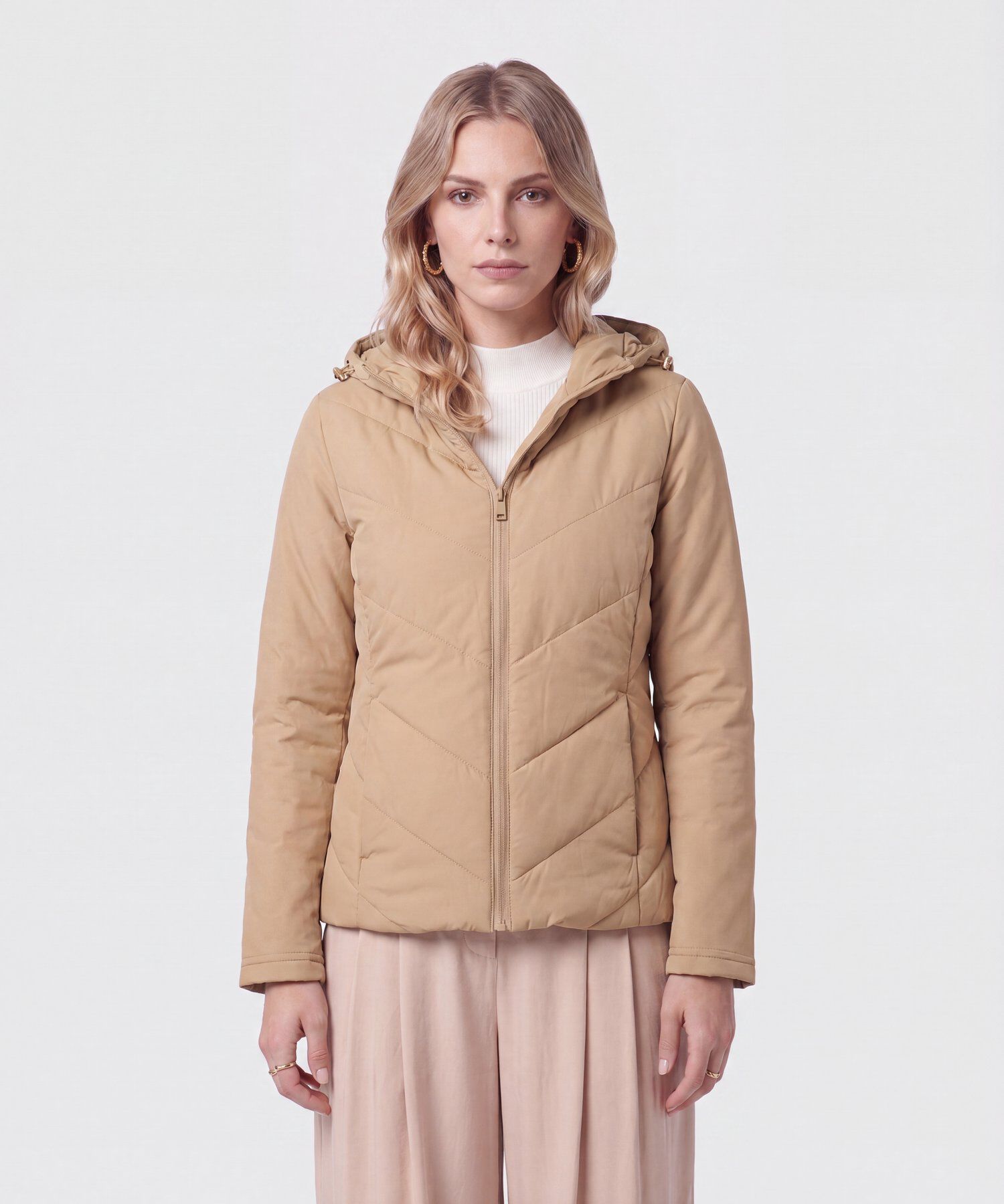 Chaqueta Acolchada Con Capota Para Mujer