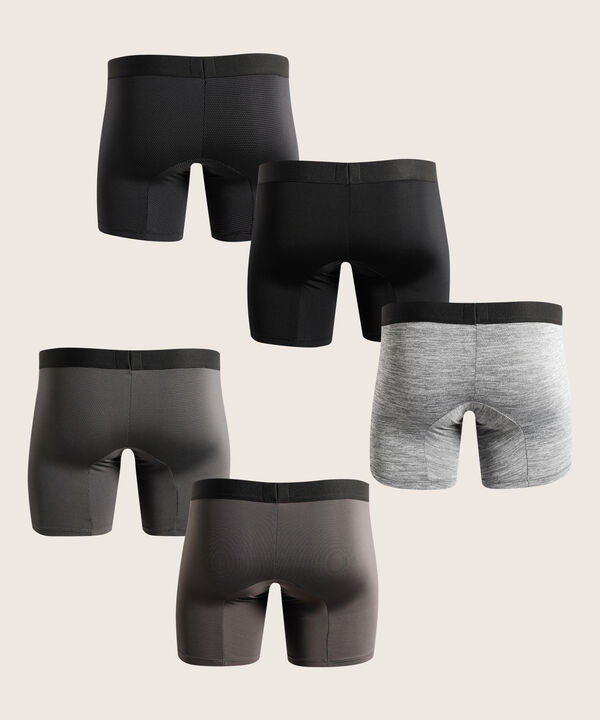 Boxer Pack X5 Medio Microfibra Unicolor Con Textura