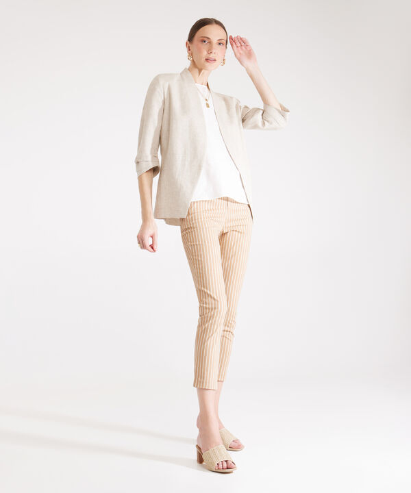 Blazer Manga 3/4 Unicolor En Lino