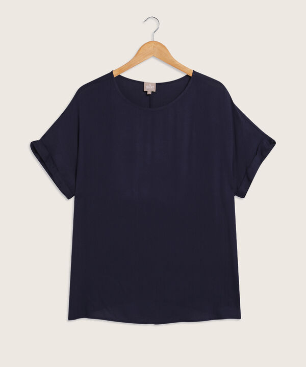 Blusa Unicolor Manga Corta Corrida Con Guardapolvo