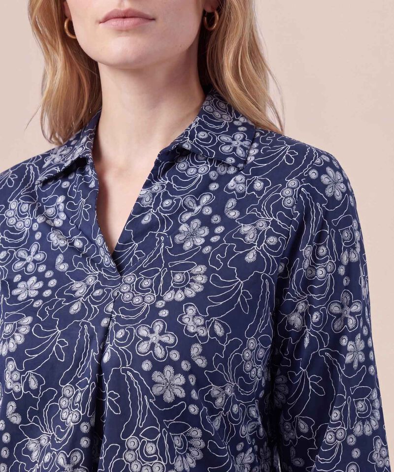 Blusa De Cuello Cl&aacute;sico Y Manga Al Codo Mujer