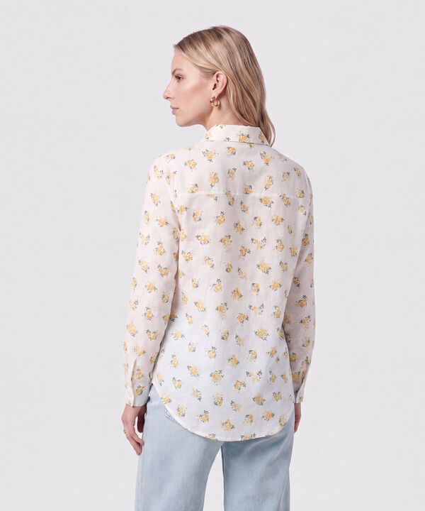 Camisa De Manga Larga Con Bolsillo Para Mujer