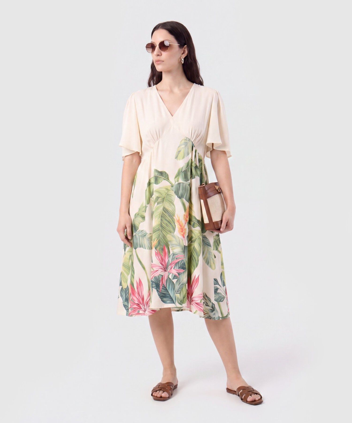 Vestido Escote en V con Prenses para Mujer