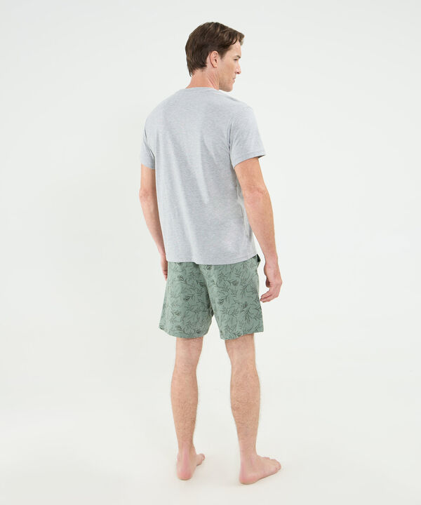 Conjunto De Pijama Camiseta Cuello V Manga Corta Con Pataloneta En Punto Para Hombre