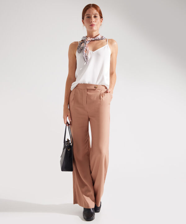 Pantalón Palazzo Con Bolsillos