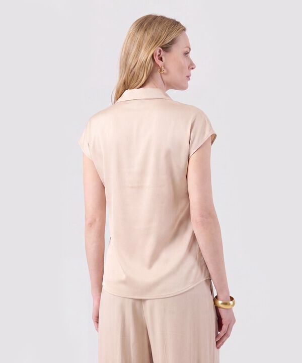 Blusa Unicolor De Manga Corta Mujer