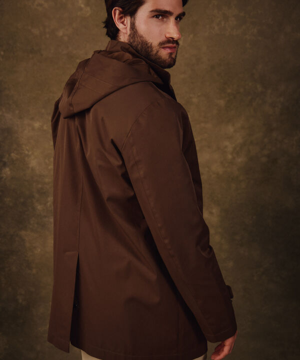Chaqueta Unicolor con Capucha Para Hombre