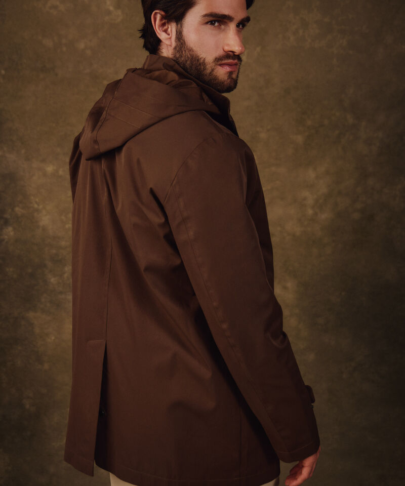 Chaqueta Unicolor con Capucha Para Hombre
