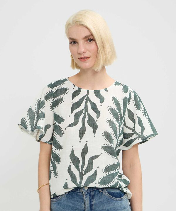 Blusa Manga Corta Acampanada Estampada image number null