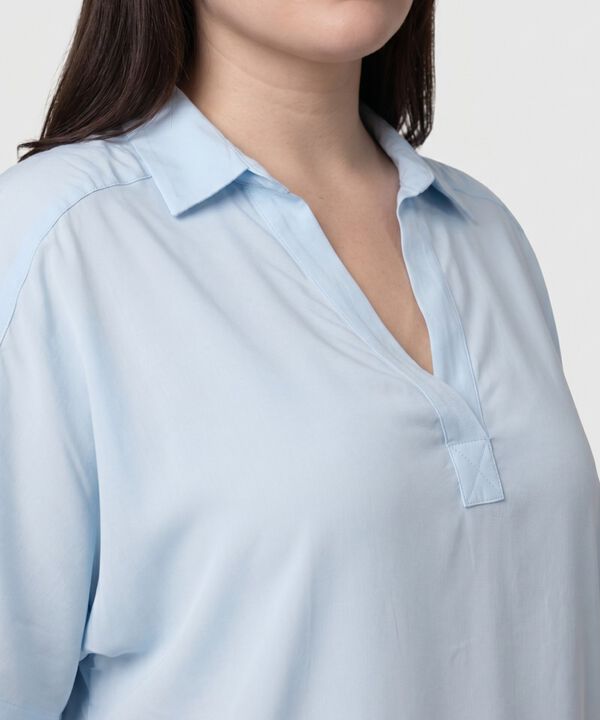 Blusa Casual Con Cuello Camisero Mujer Curvy