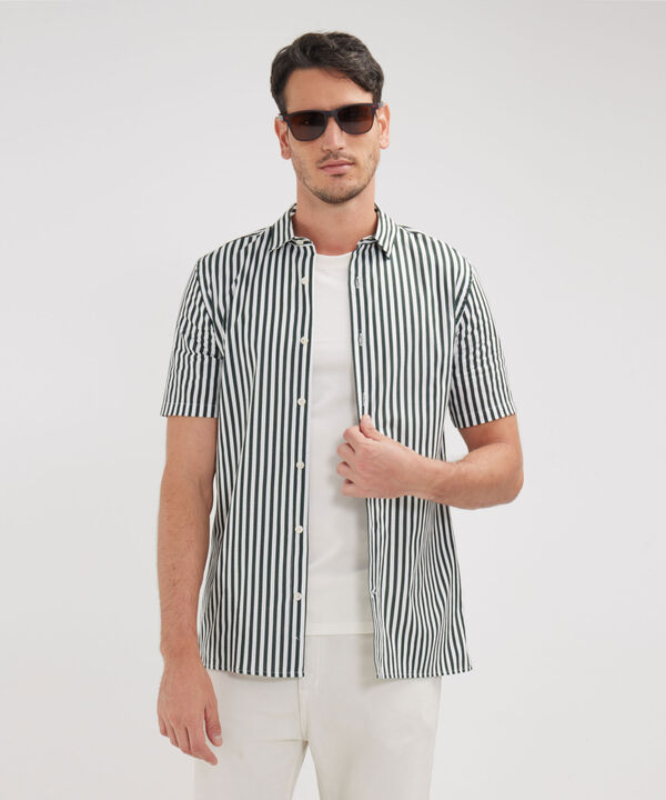 Camisa Manga Corta Estampada Base Lino