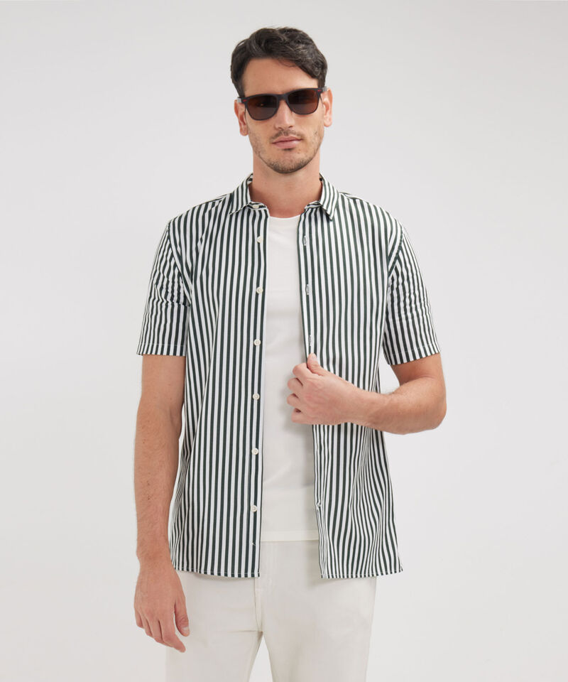 Camisa Manga Corta Estampada Base Lino