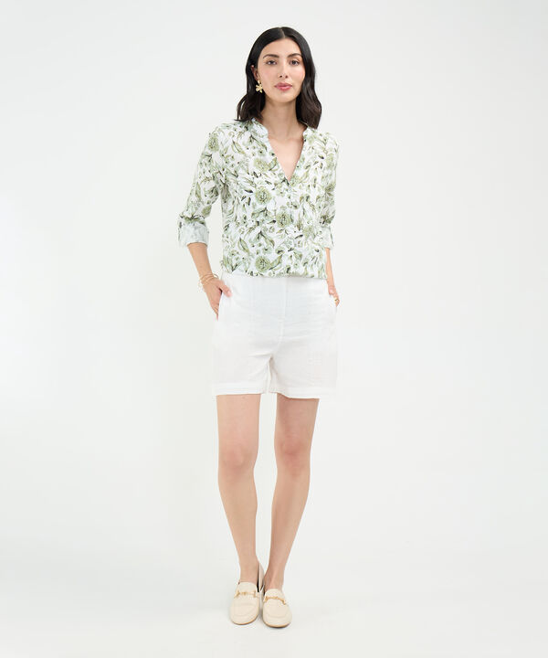 Blusa Estampada en Efecto Lino image number null