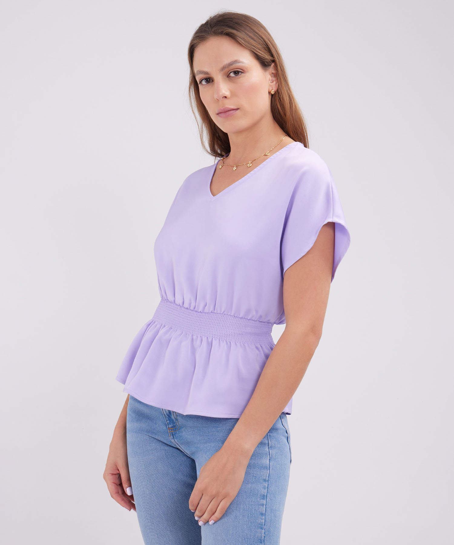 Blusa Manga Corta Unicolor
