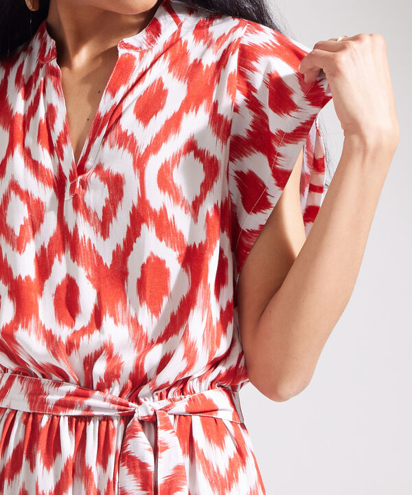 Vestido Estampado Manga Corta Midi