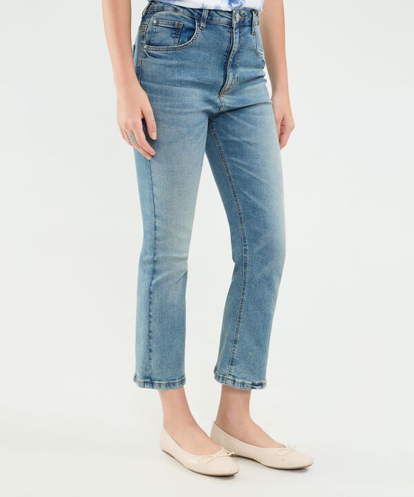Jean Cropped Flare Para Mujer
