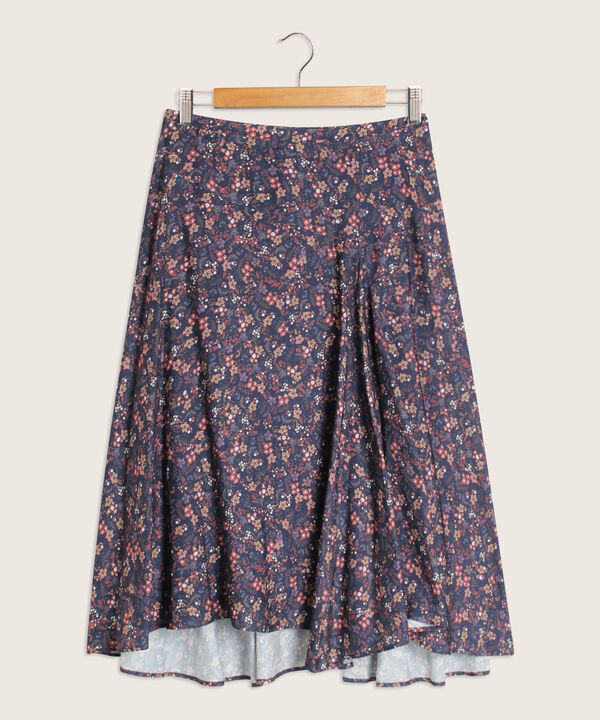 Falda Estampada Con Nesgas