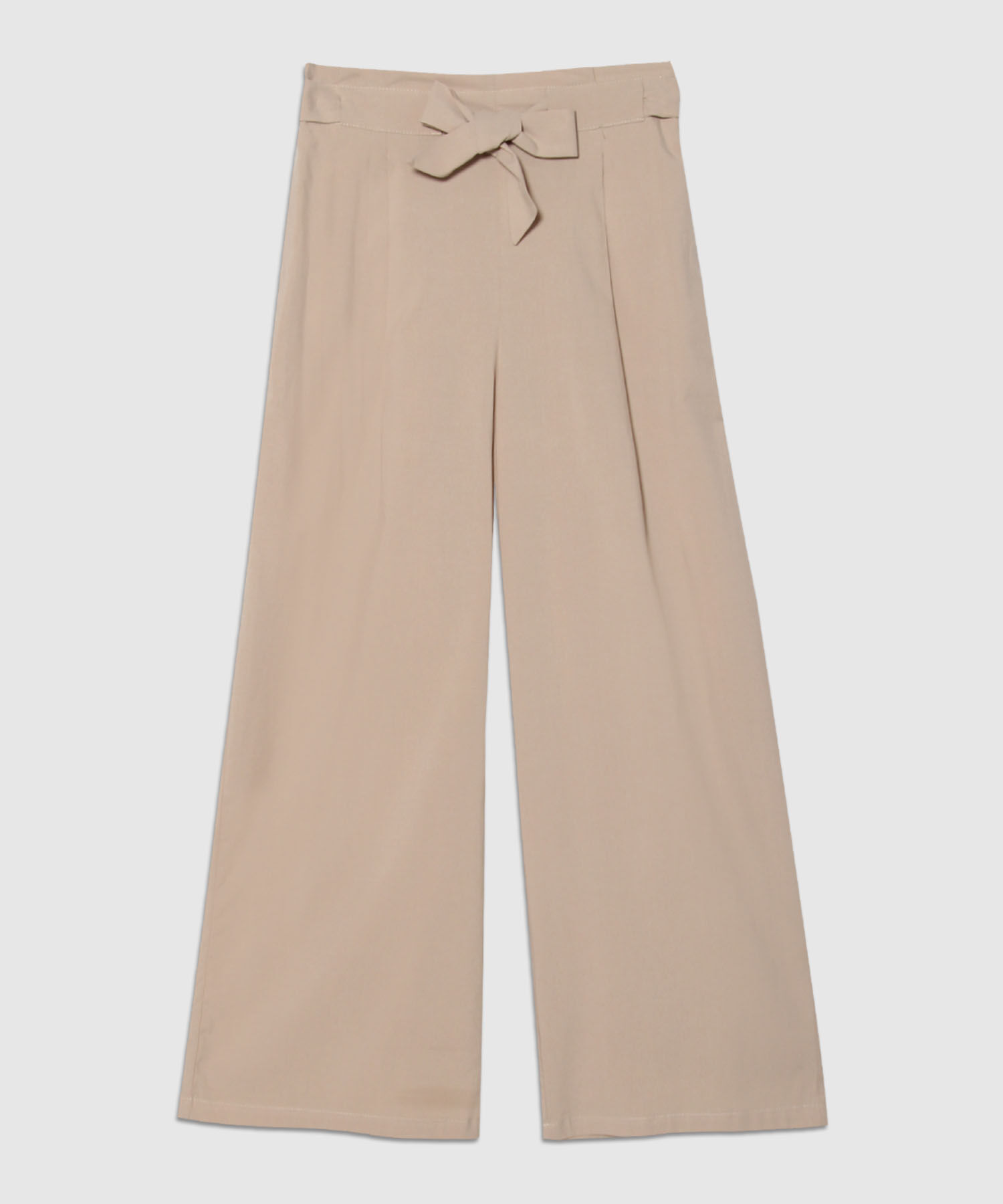 Pantalon Moda Tipo Paper Bag, Bota Amplia Con Bolsillos Laterales Y Cinturón Para Anudar, Cristales Linea Moda