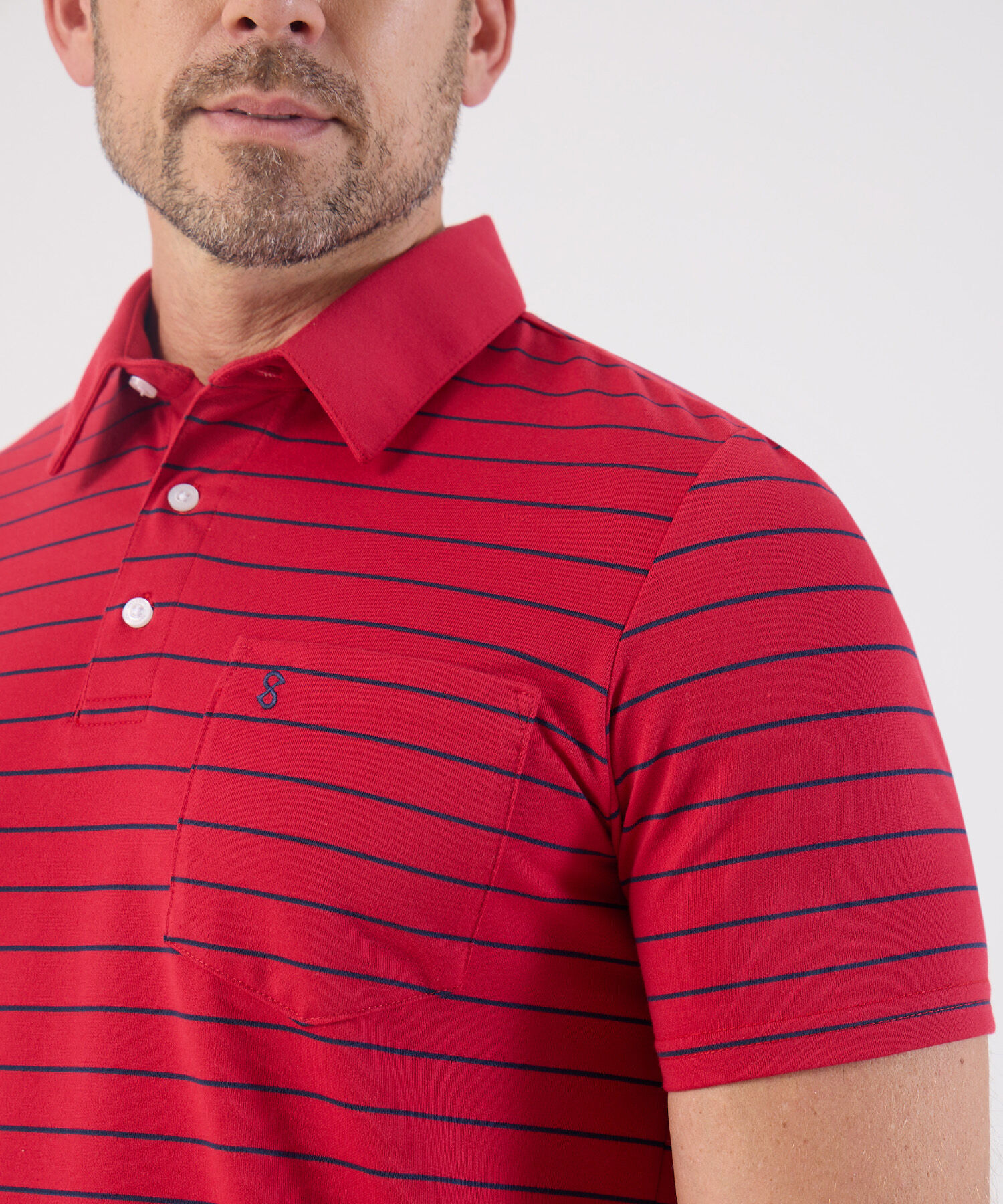 Polo De Rayas Con Bolsillo Para Hombre