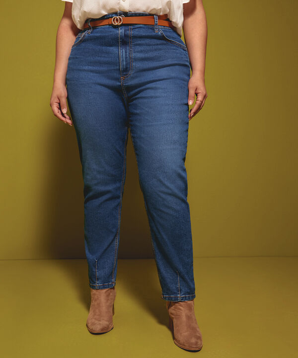 Jeans Mom con Desgastes image number null