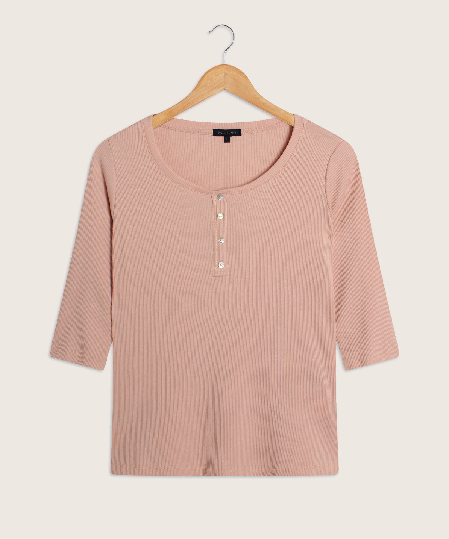 Camiseta Rib Con Botones Para Mujer