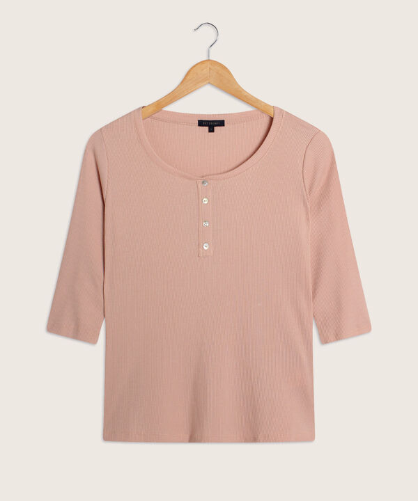 Camiseta Rib Con Botones Para Mujer image number null