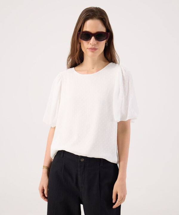 Blusa Texturizada Con Manga Globo image number null