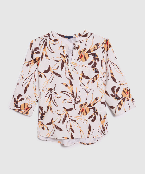 Blusa Escotada con Estampado Floral