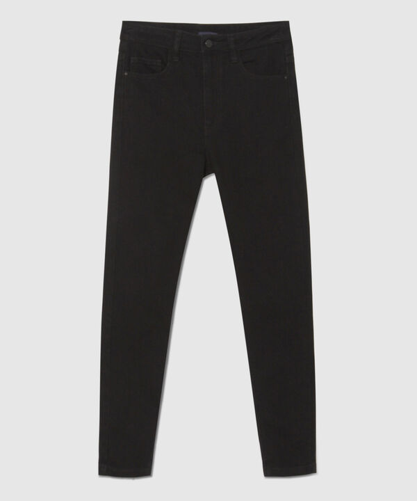 Jean Skinny Tiro Alto Tono Negro