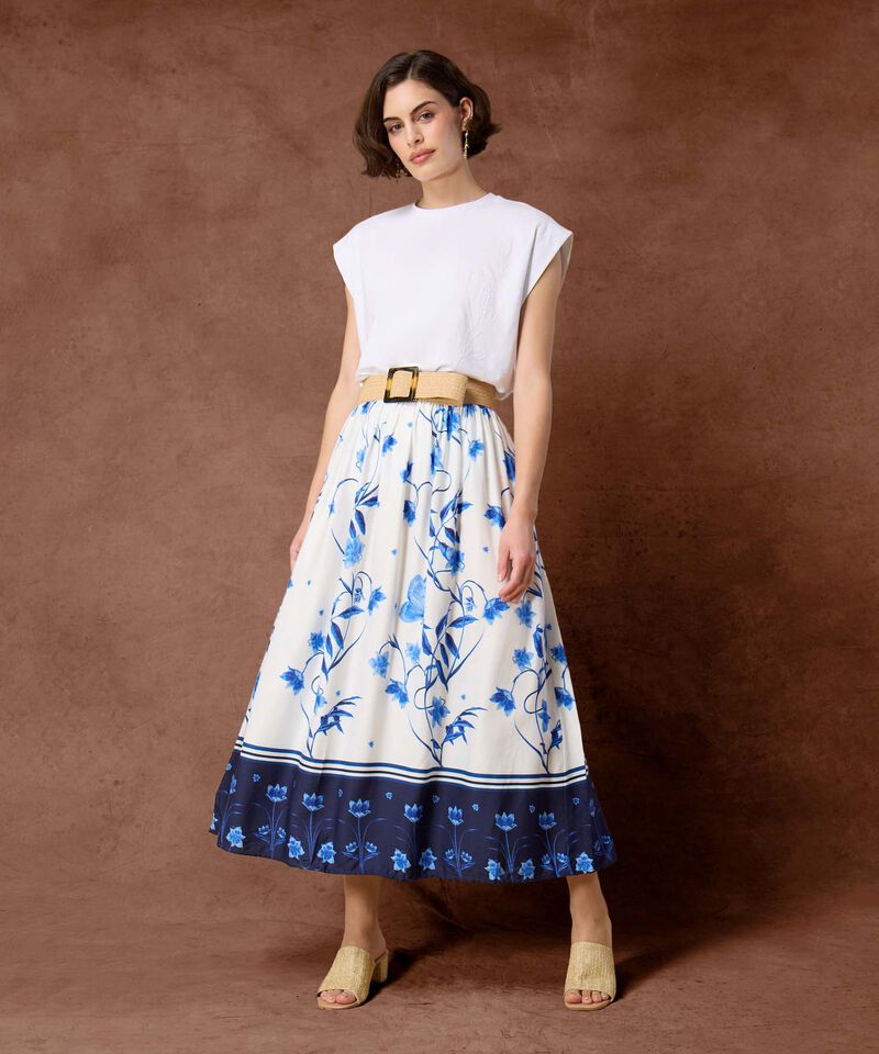 Falda Midi Estampada Para Mujer Diseño Floral Veraniego