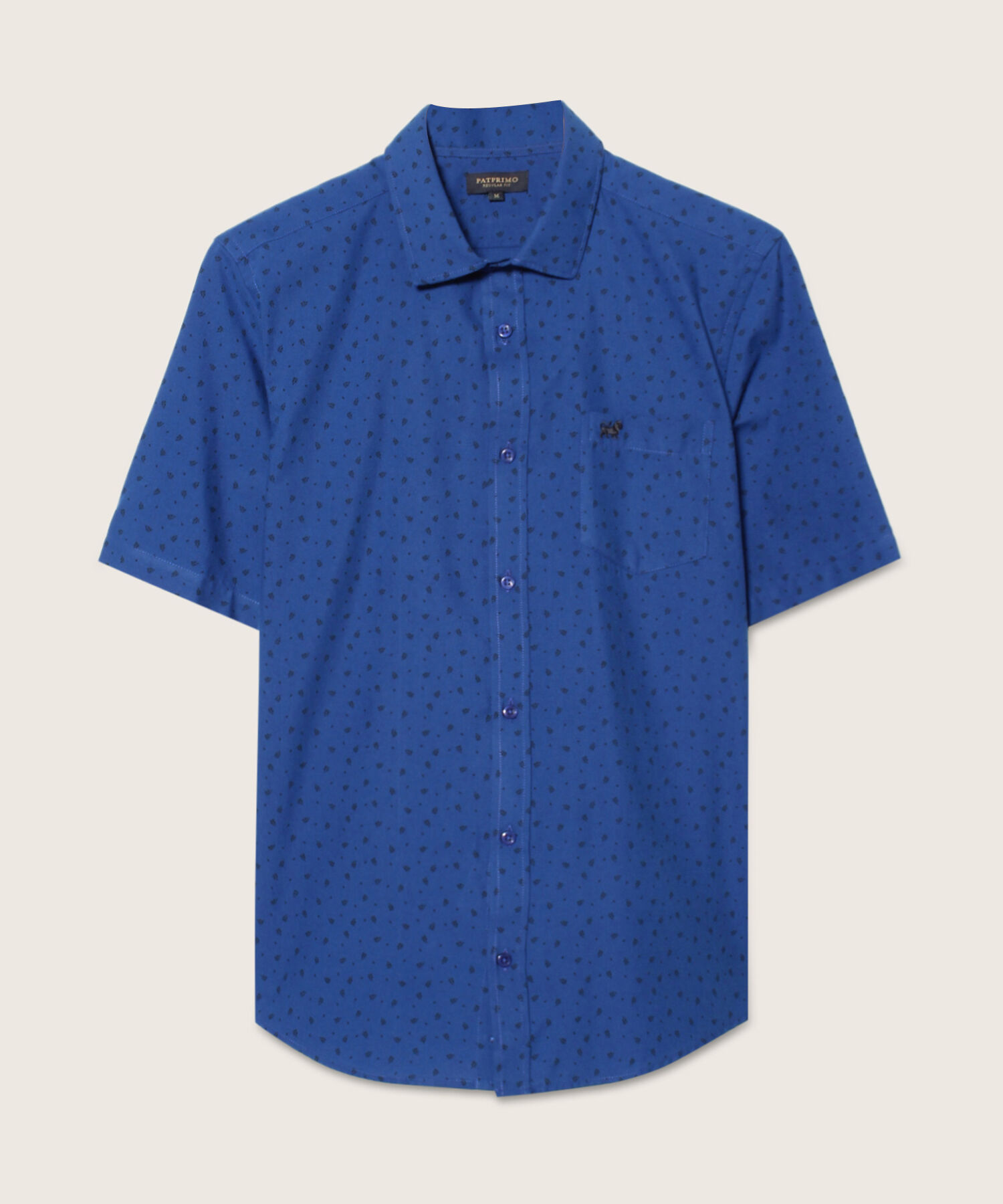 Camisa Manga Corta Estampada Miniprint, Silueta Regular Fit Con Bolsillo